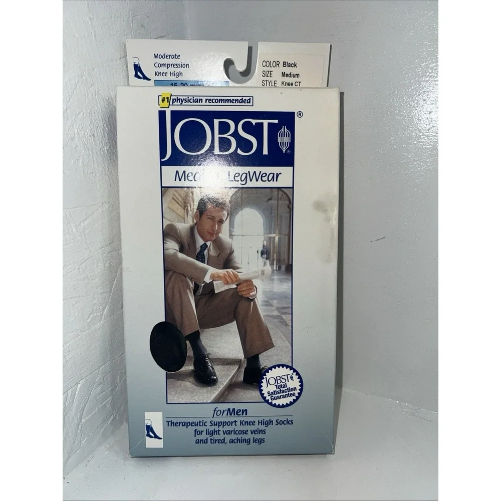 Jobst 115001 Compression Hose Knee High 15-20 mmHG Closed Toe Medium Black